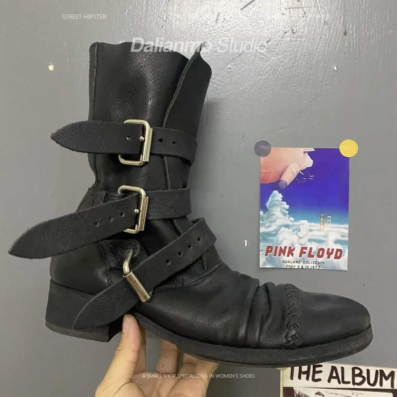 Vintage Fashion Mens - Fashion Men's Genuine Leather Motorcycle Boots