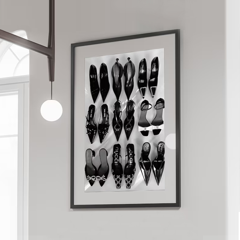 Vintage Vogue Fashion Poster - Black White Luxury High Heels Art