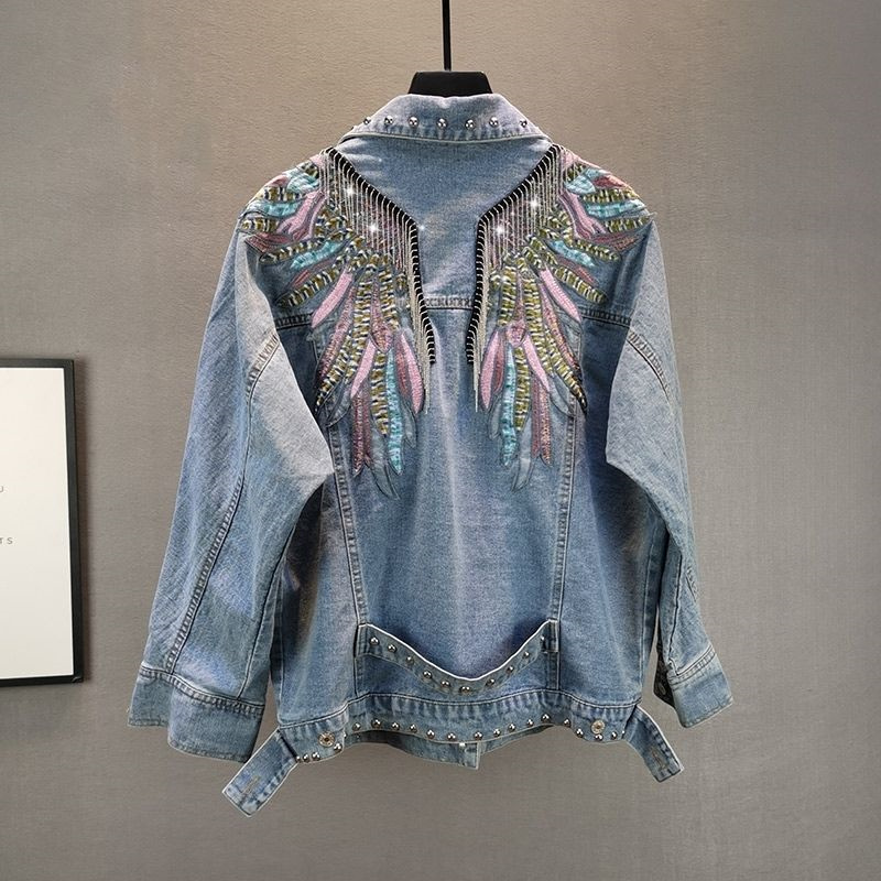 Patchwork Jean Jacket - 2024 New AutumnFashion Rivet Woman Denim