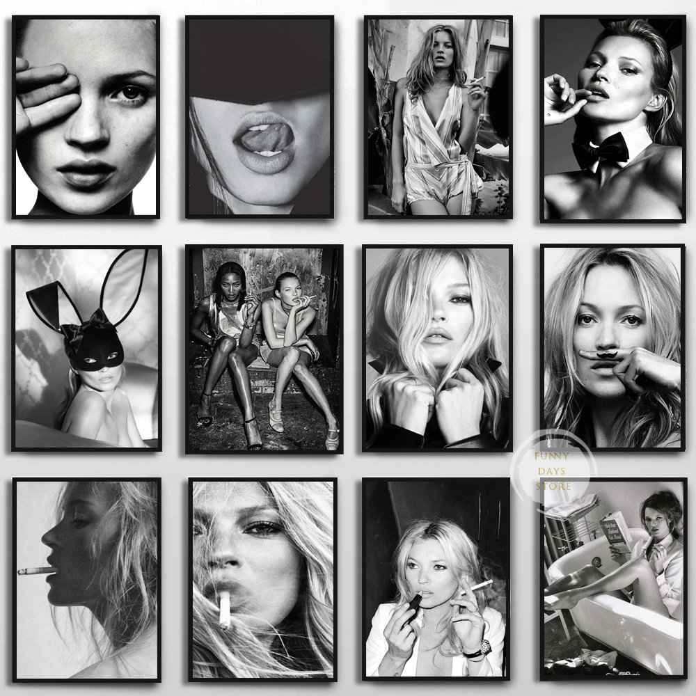 Vintage Vogue Fashion Poster - Vintage Sexy Supermodel Kate Moss Poster