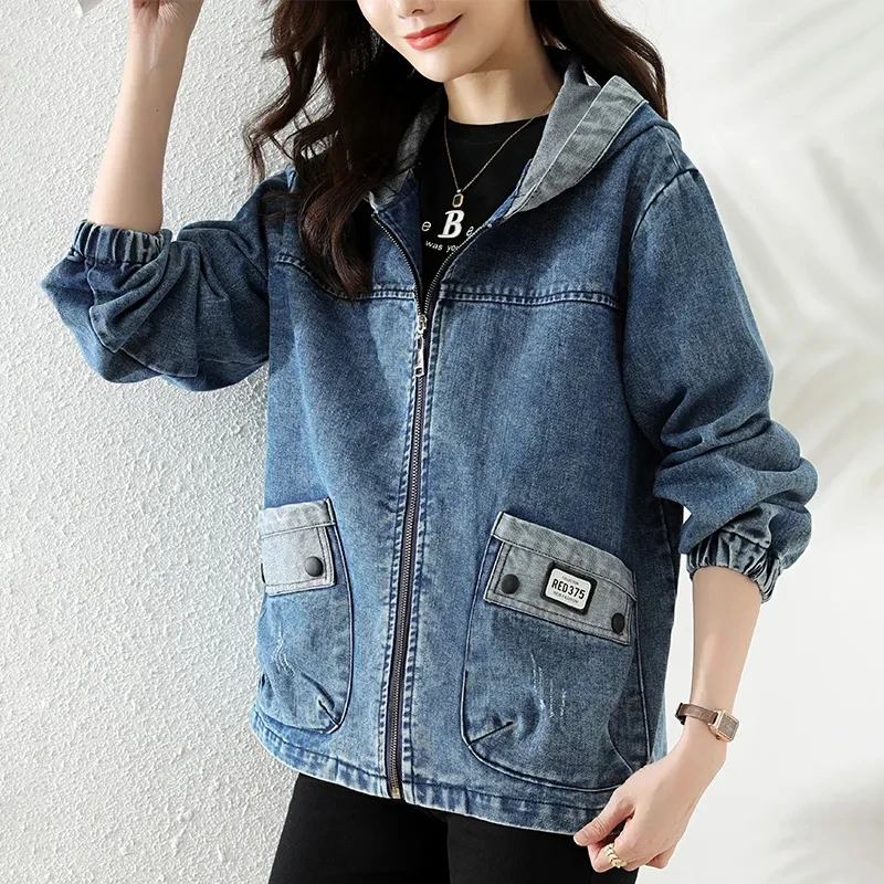 Patchwork Jean Jacket - New Splicing Zipper Female Cowboy Overcoat