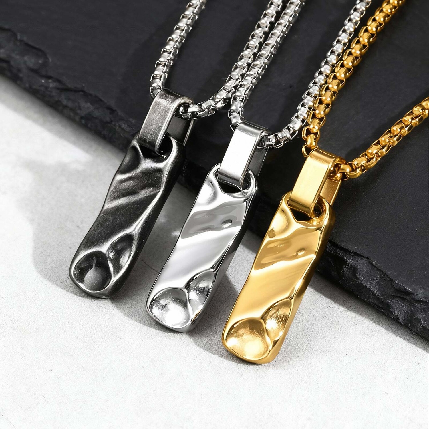 Vintage Fashion Tags - Small Dogtag Pendant Necklaces for Men