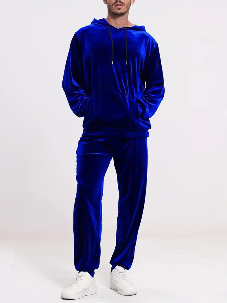 Vintage Fashion Mens - Fashion Solid Color Velvet Two Piece