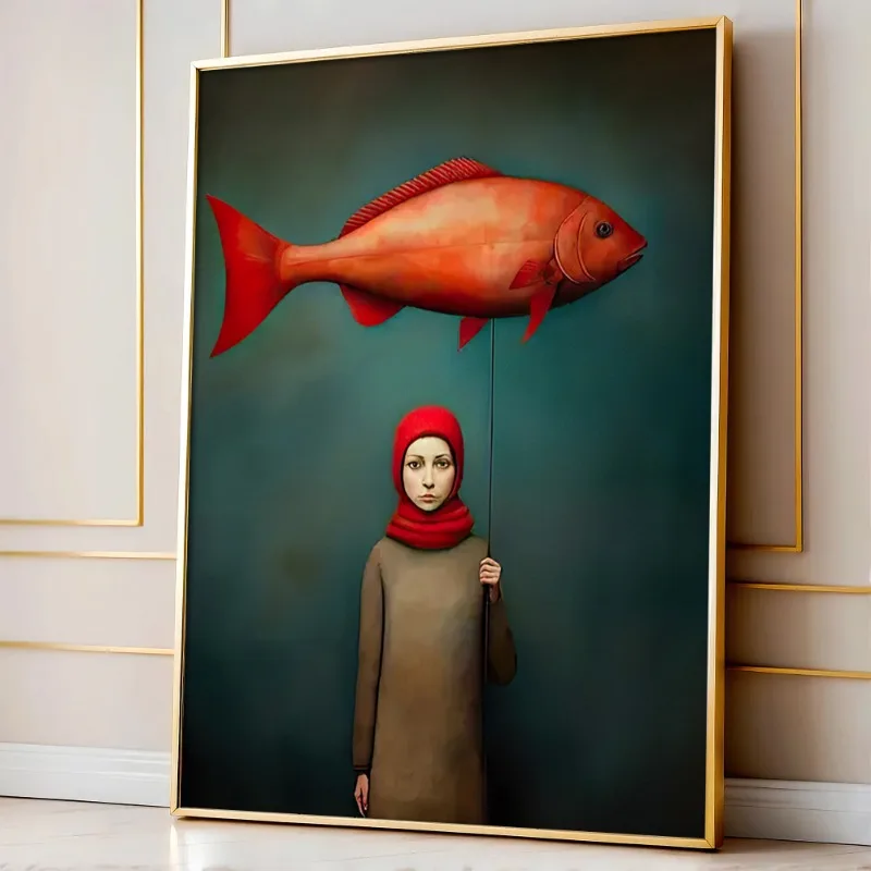 Vintage Vogue Fashion Poster - Fashion Fish Canvas Painting Print Poster
