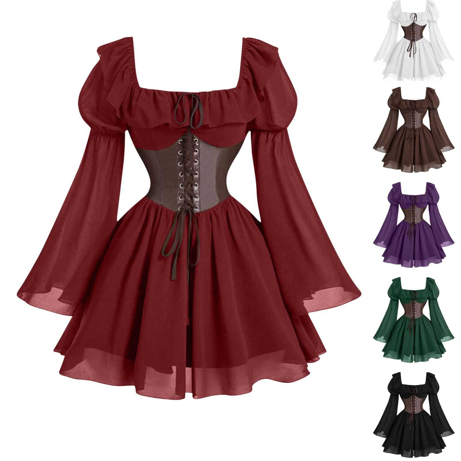 Vintage Fashion Dresses - Renaissance Medieval Long Sleeve Women's Puff