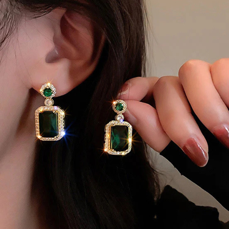 Vintage Fashion Faire - Wedding Engagement Earrings Women Luxury Green