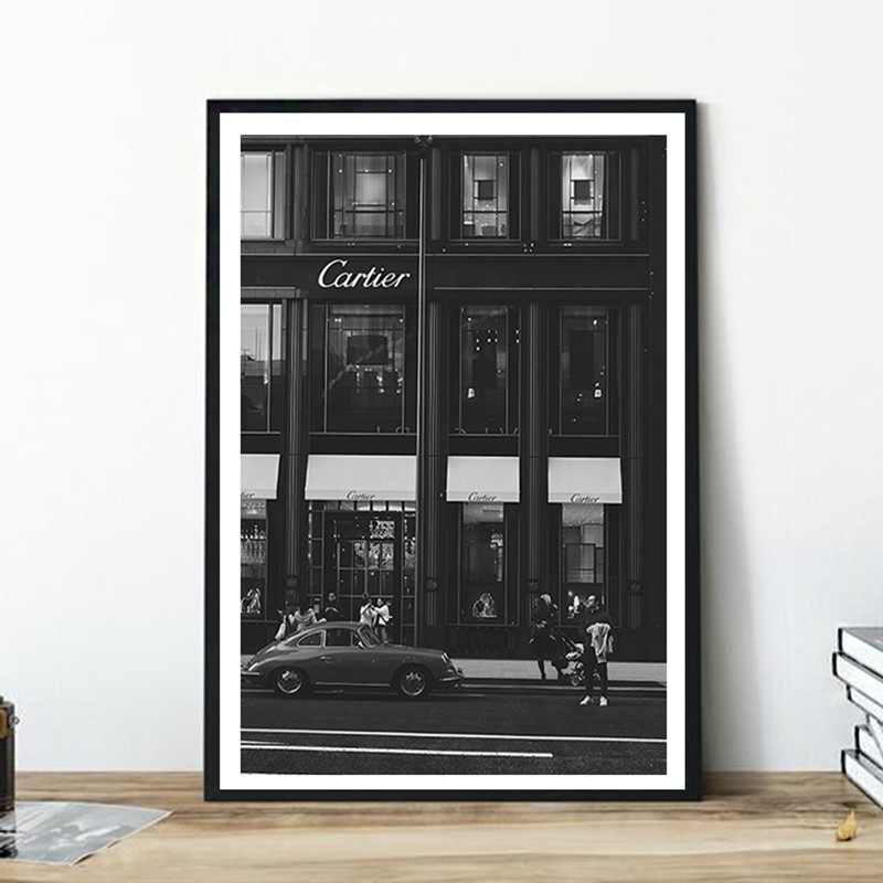 Vintage Vogue Fashion Poster - European Street Canvas Painting Fashion Black