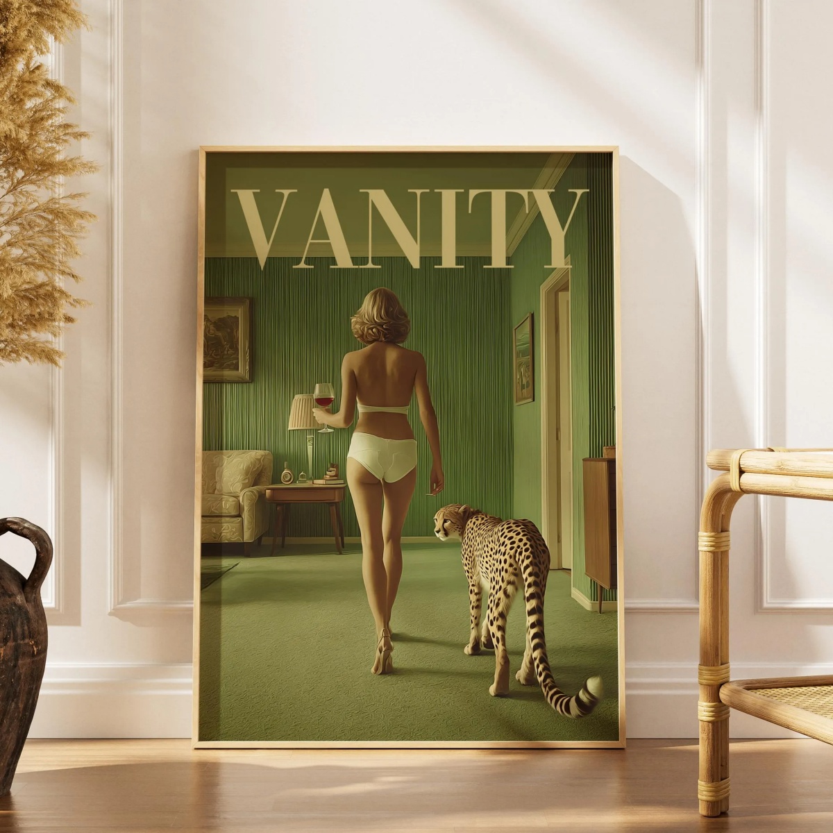 Vintage Vogue Fashion Poster - Vintage Woman with Cheetah Canvas Prints