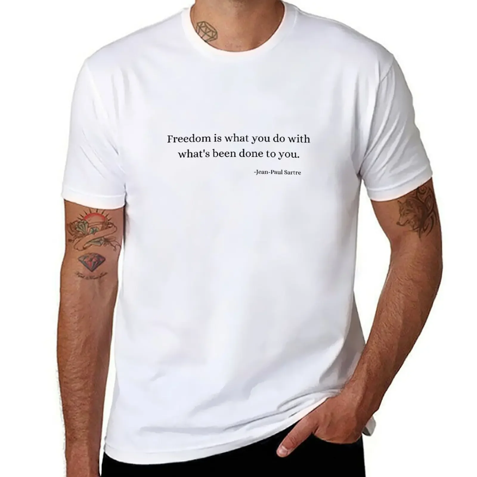 Vintage Fashion Quotes Short - History Philosophy Quotes: Jean-Paul Sartre T-Shirt