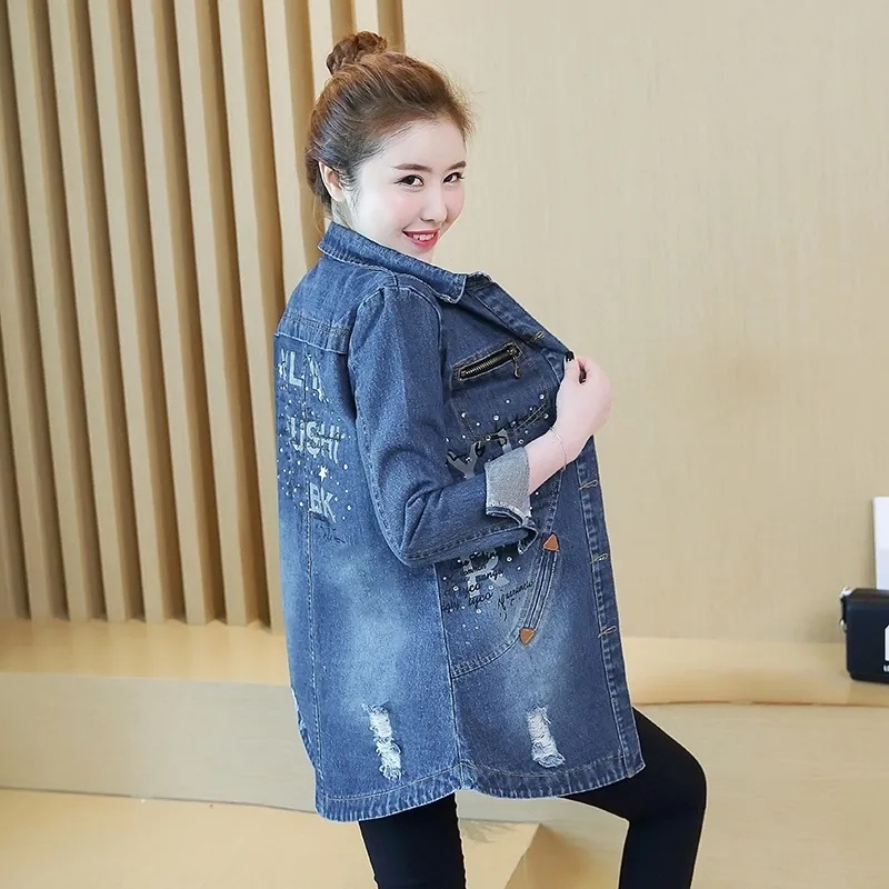 Spring Autumn Women Loose Hole - огляд і ціна Patchwork Jean Jacket