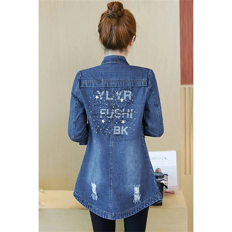 Spring Autumn Women Loose Hole - огляд і ціна Patchwork Jean Jacket
