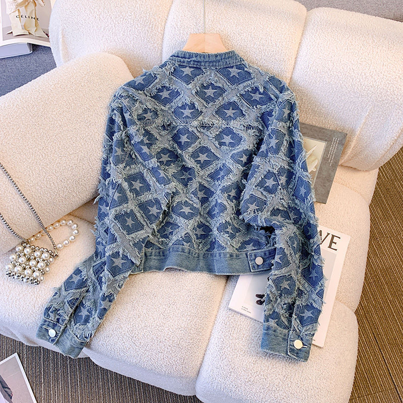 Coat Women Denim Coats Round N - огляд і ціна Patchwork Jean Jacket