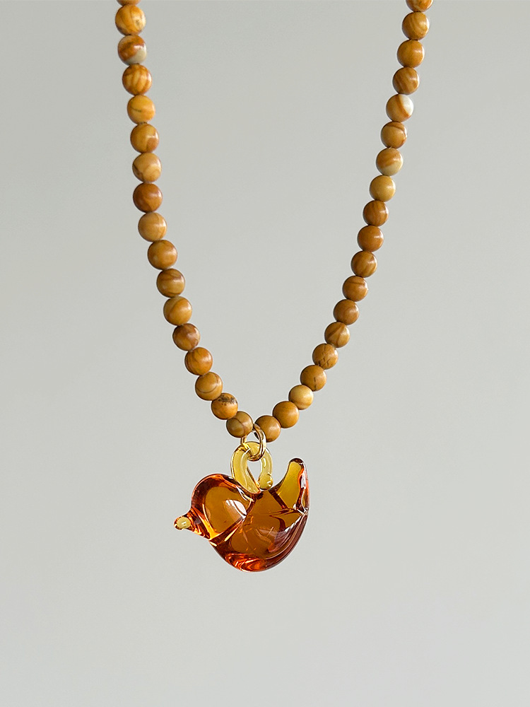 Wooden Bead Glass Bird Necklac - огляд і ціна Vintage Vibes Fashion