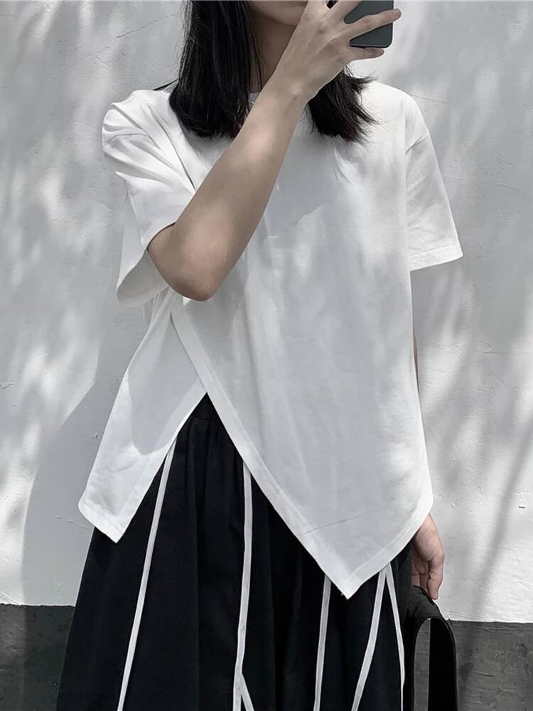 Irregular Women White Slit Hem - огляд і ціна Vintage Fashion Build