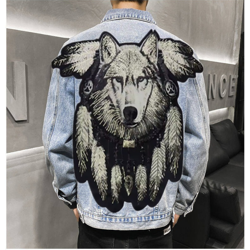 America Vintage Heavy Wolf Emb - огляд і ціна Patchwork Jean Jacket