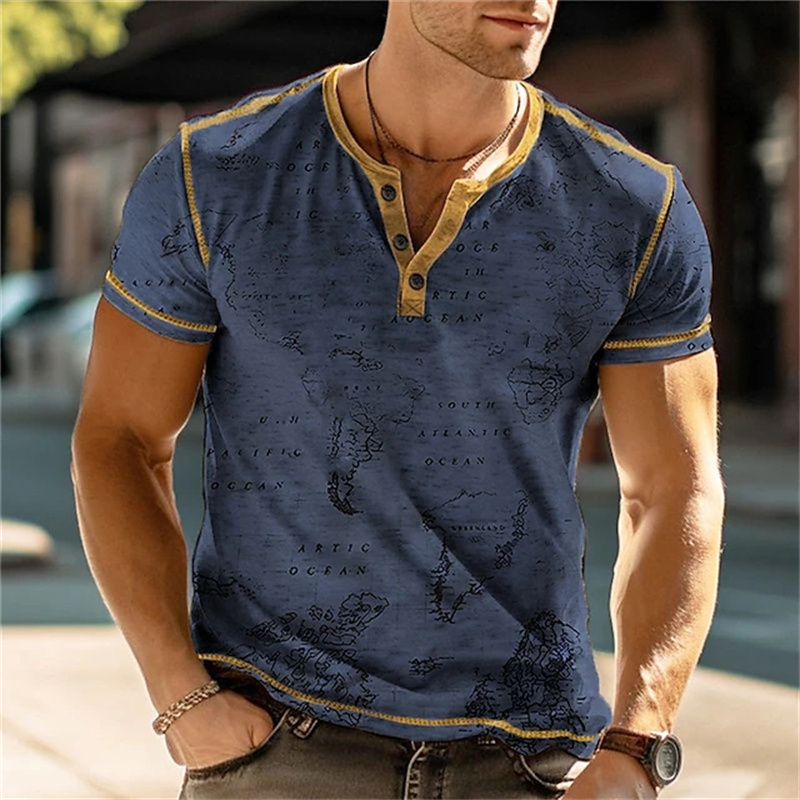 Men's Henry Shirts Funny 3D Pr - огляд і ціна Vintage Fashion Mens