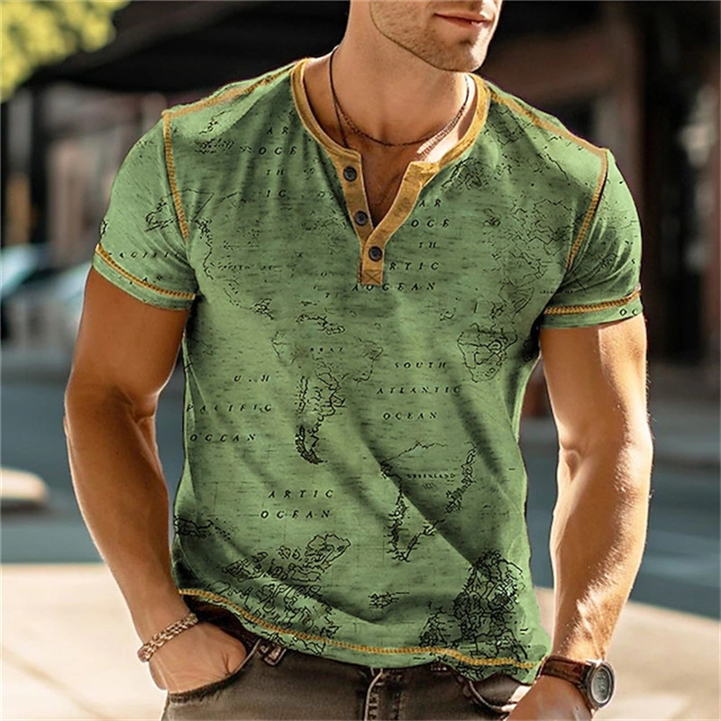 Men's Henry Shirts Funny 3D Pr - огляд і ціна Vintage Fashion Mens