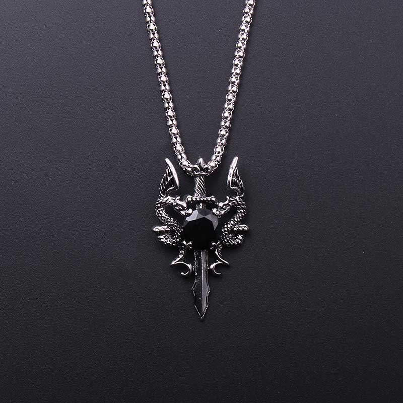 Double Dragon Black Gem Cross  - огляд і ціна Vintage Fashion Necklace