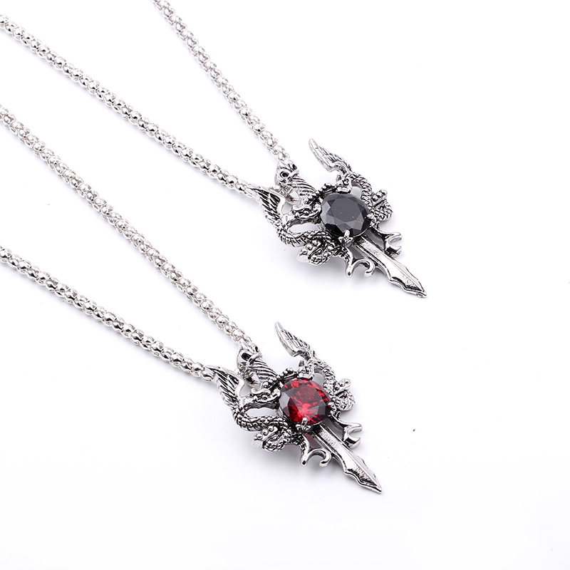 Double Dragon Black Gem Cross  - огляд і ціна Vintage Fashion Necklace