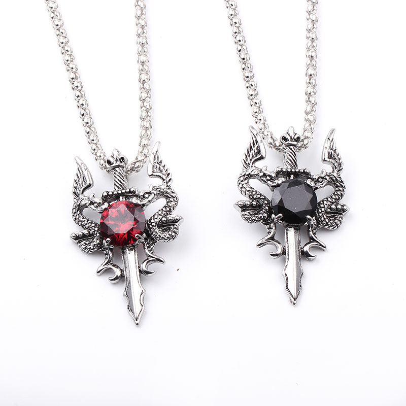 Double Dragon Black Gem Cross  - огляд і ціна Vintage Fashion Necklace
