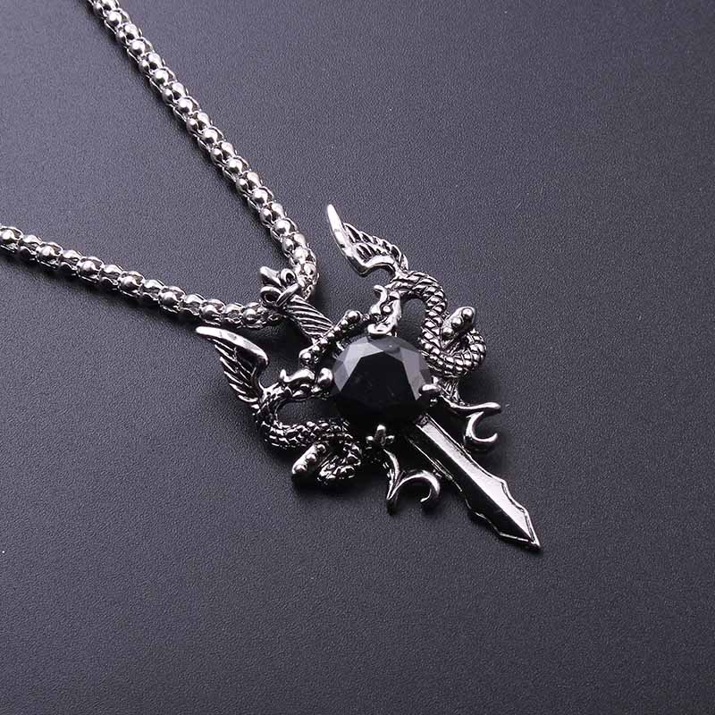 Double Dragon Black Gem Cross  - огляд і ціна Vintage Fashion Necklace