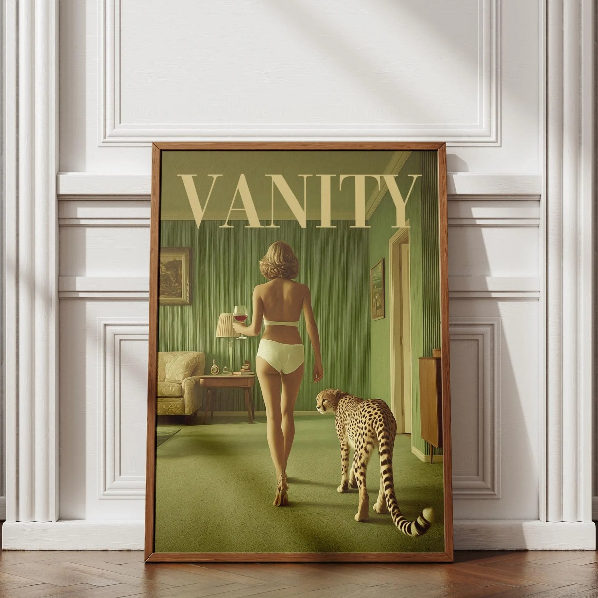 Vintage Woman with Cheetah Can - огляд і ціна Vintage Vogue Fashion Poster