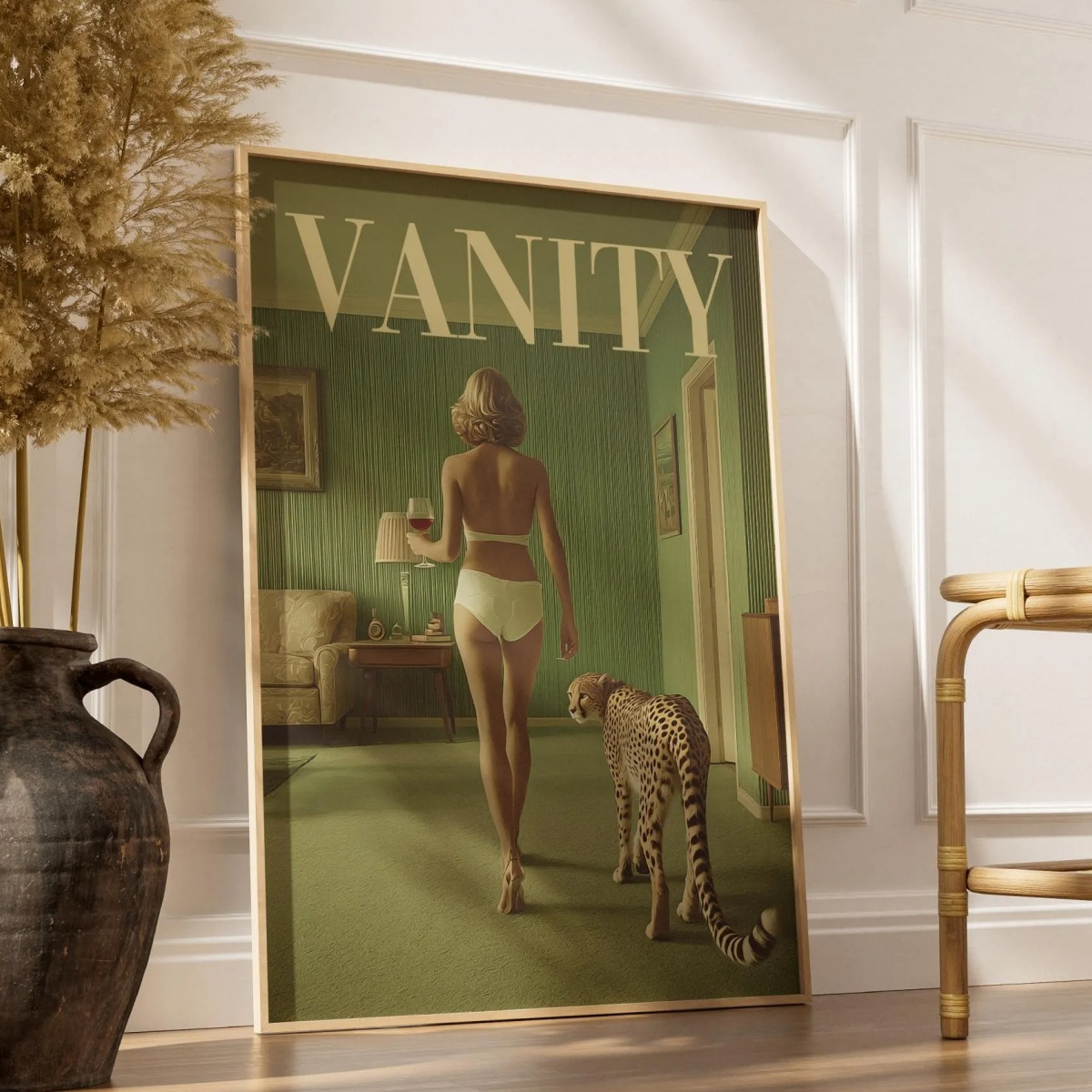 Vintage Woman with Cheetah Can - огляд і ціна Vintage Vogue Fashion Poster