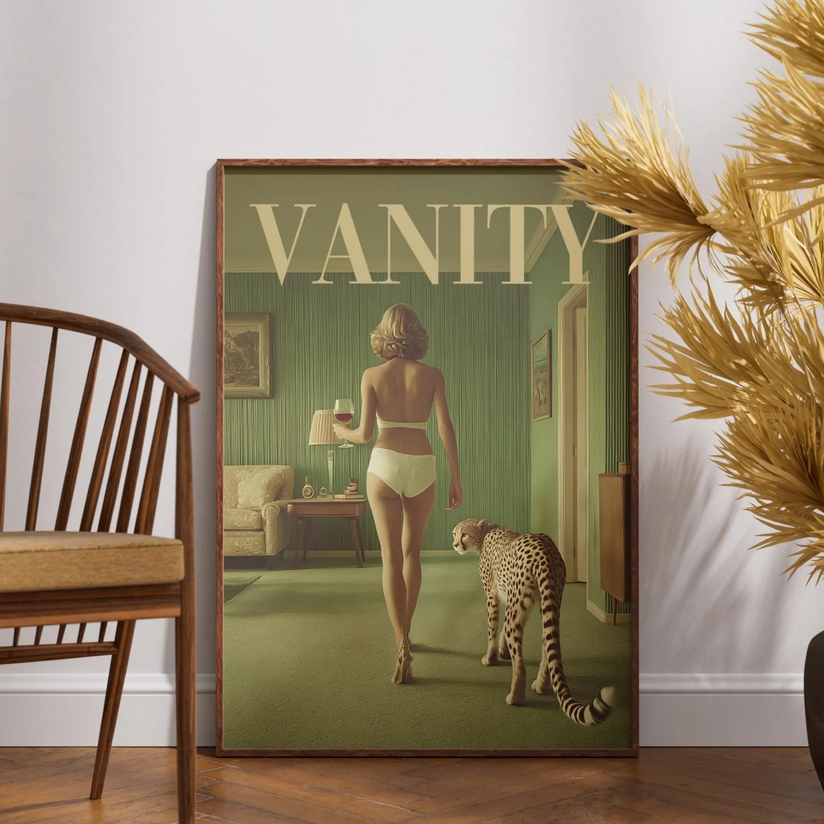 Vintage Woman with Cheetah Can - огляд і ціна Vintage Vogue Fashion Poster